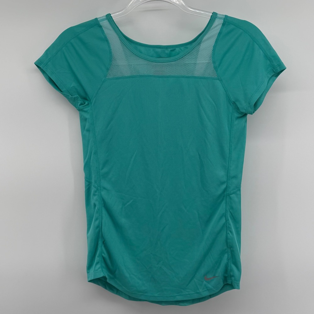 Nike Dri Fit Teal Mesh Athletic Running Workout T Shirt Women's XS